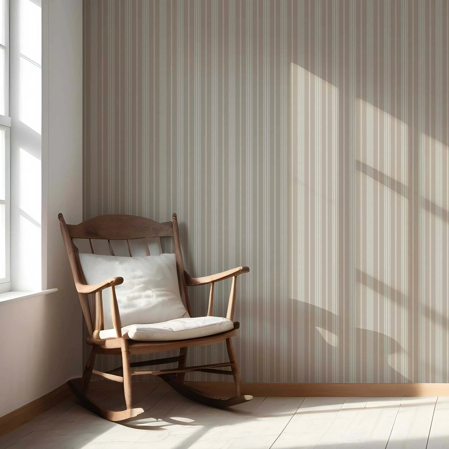 Neutral Geometric Striped Living Room Wallpaper (Beige/ Brown/ Warm Grey)
