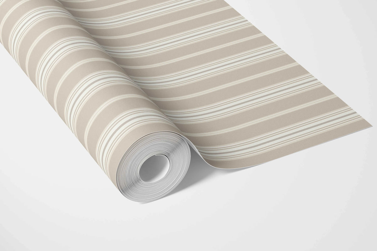 Neutral Geometric Striped Nursery Wallpaper (Beige/ Brown/ Warm Grey)