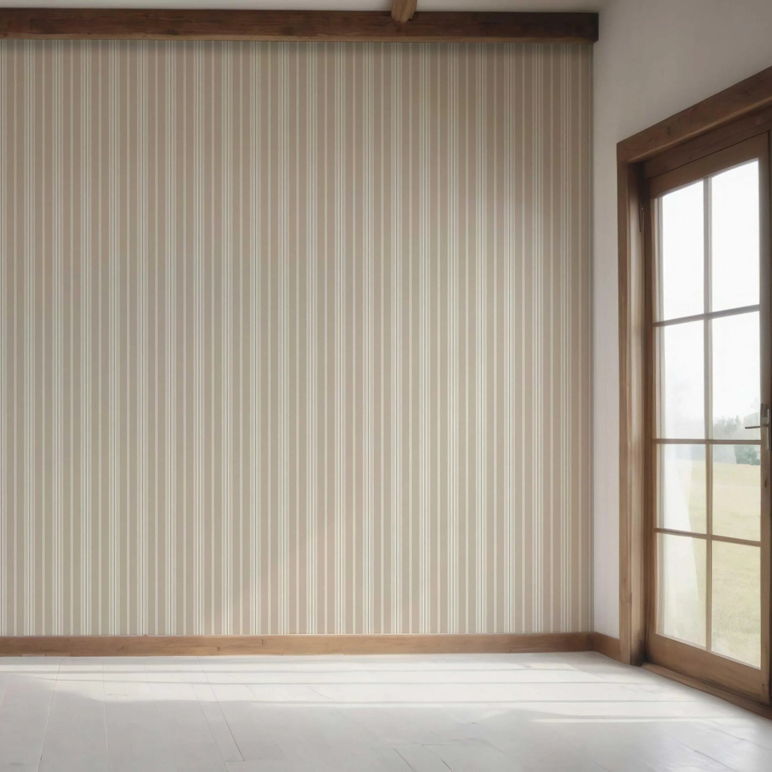 Neutral Geometric Striped Bedroom Wallpaper (Beige/ Brown/ Warm Grey)