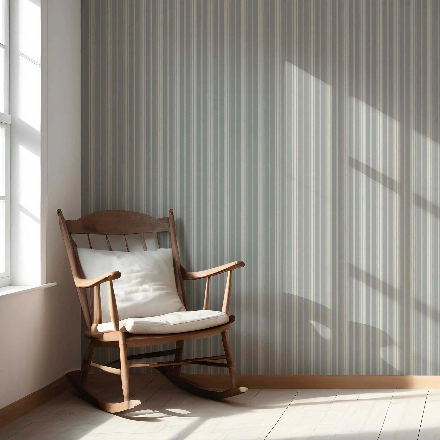 Neutral Geometric Striped Living Room Wallpaper (Grey)