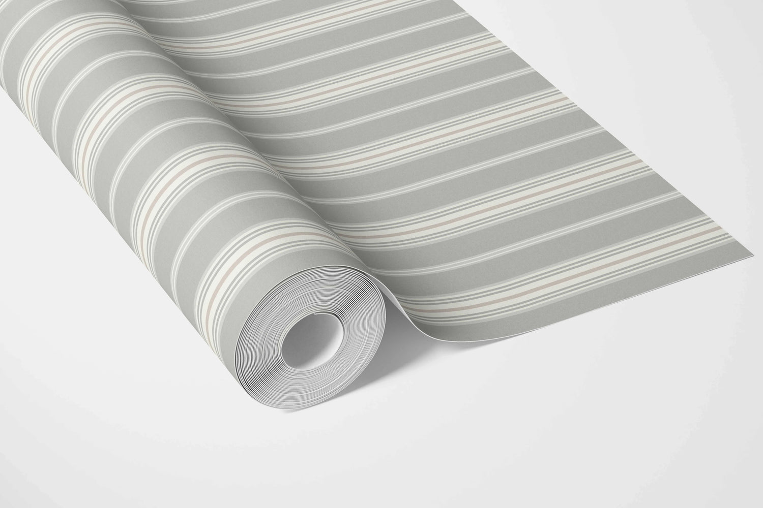 Neutral Geometric Striped Nursery Wallpaper (Grey)