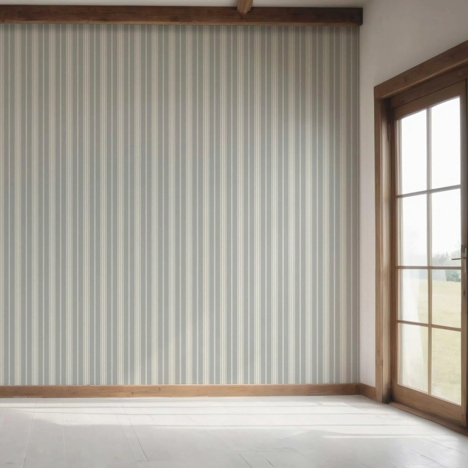 Neutral Geometric Striped Bedroom Wallpaper (Grey)