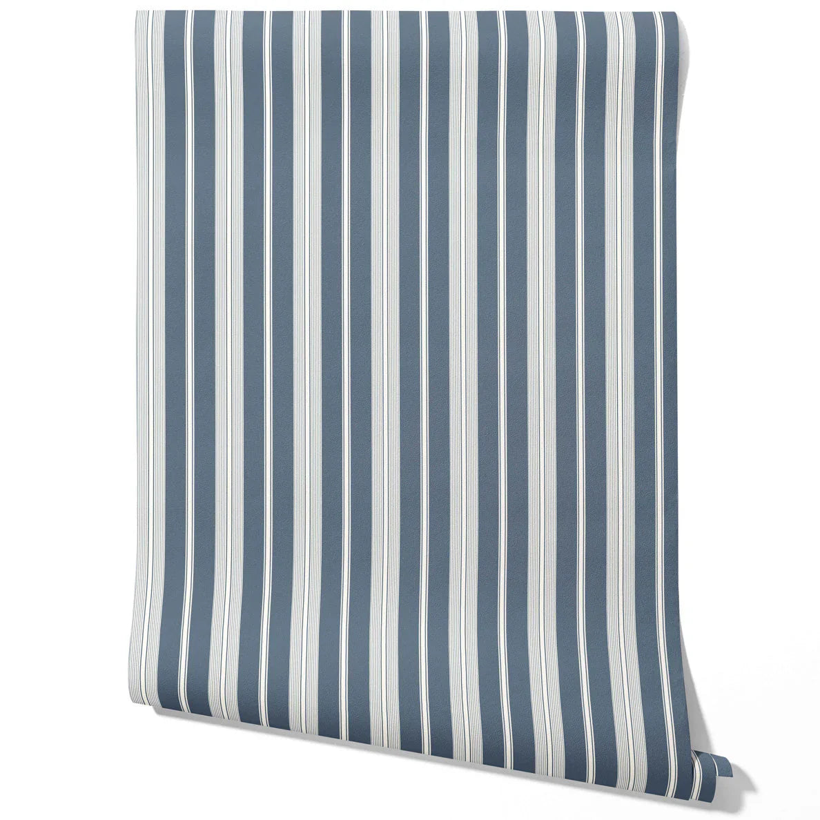 Geometric Striped Traditional Wallpaper (Slate Grey/ Blue)