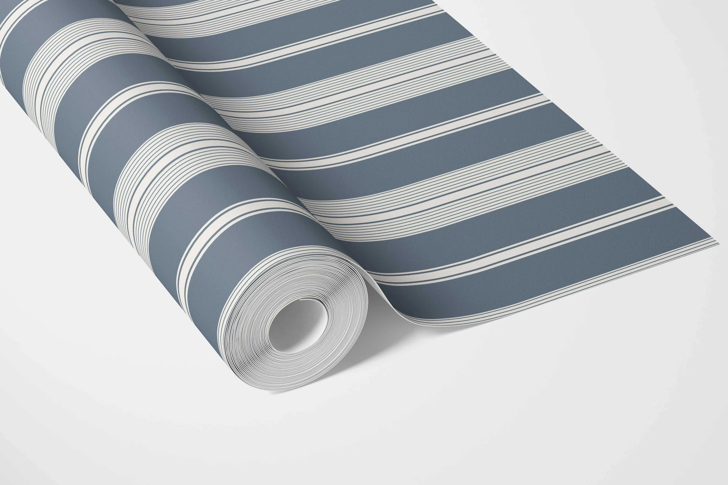 Geometric Striped Nursery Wallpaper (Slate Grey/ Blue)