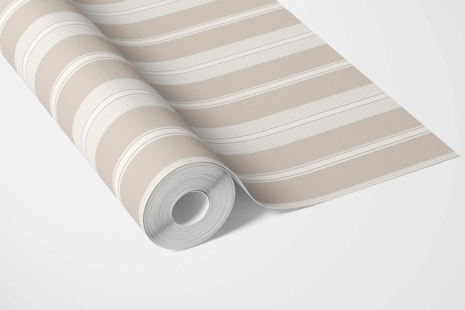 Neutral Geometric Striped Nursery Wallpaper (Soft Taupe/ Beige/ Grey)
