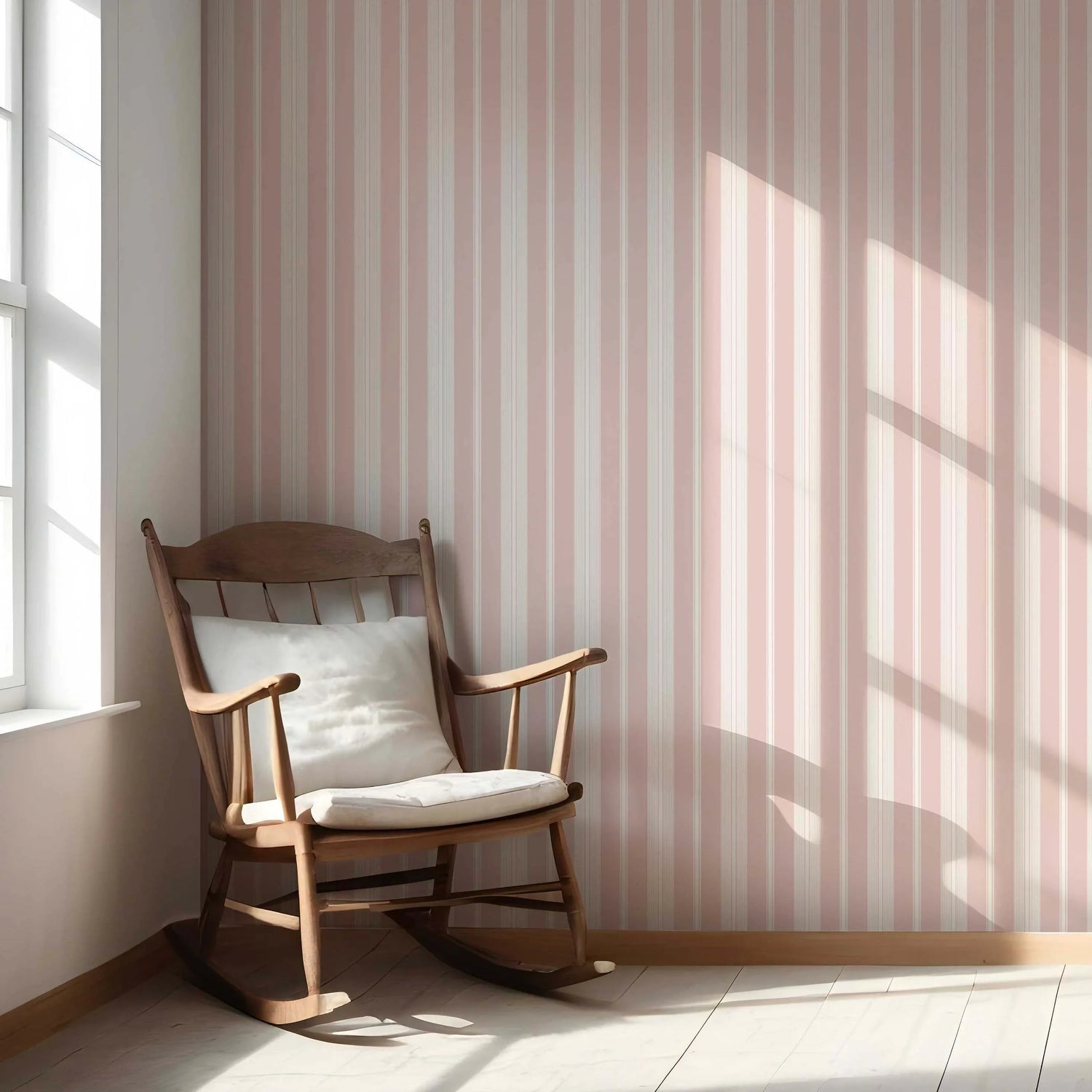 Geometric Striped Living Room Wallpaper (Blush Pink)