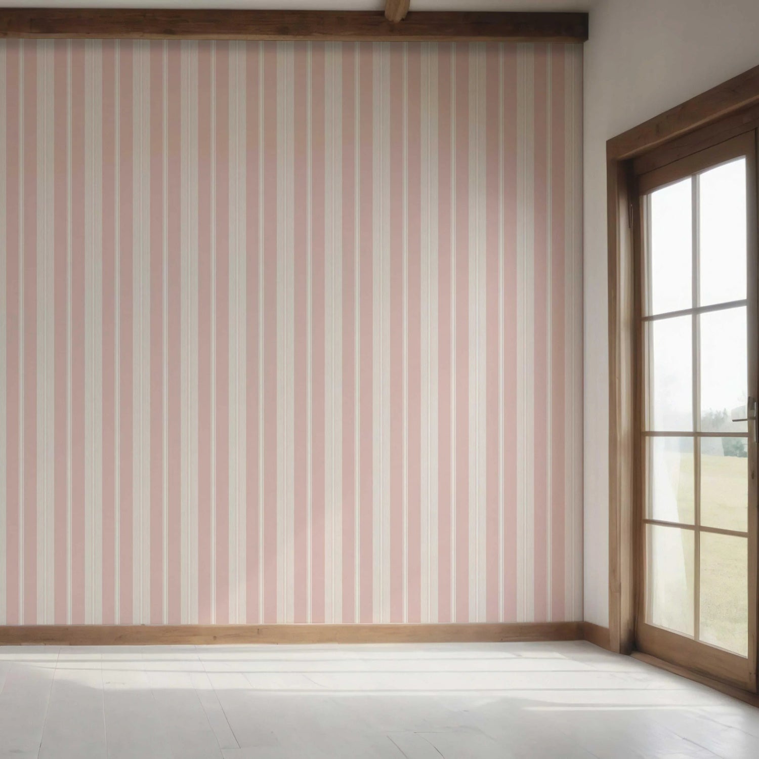 Geometric Striped Bedroom Wallpaper (Blush Pink)
