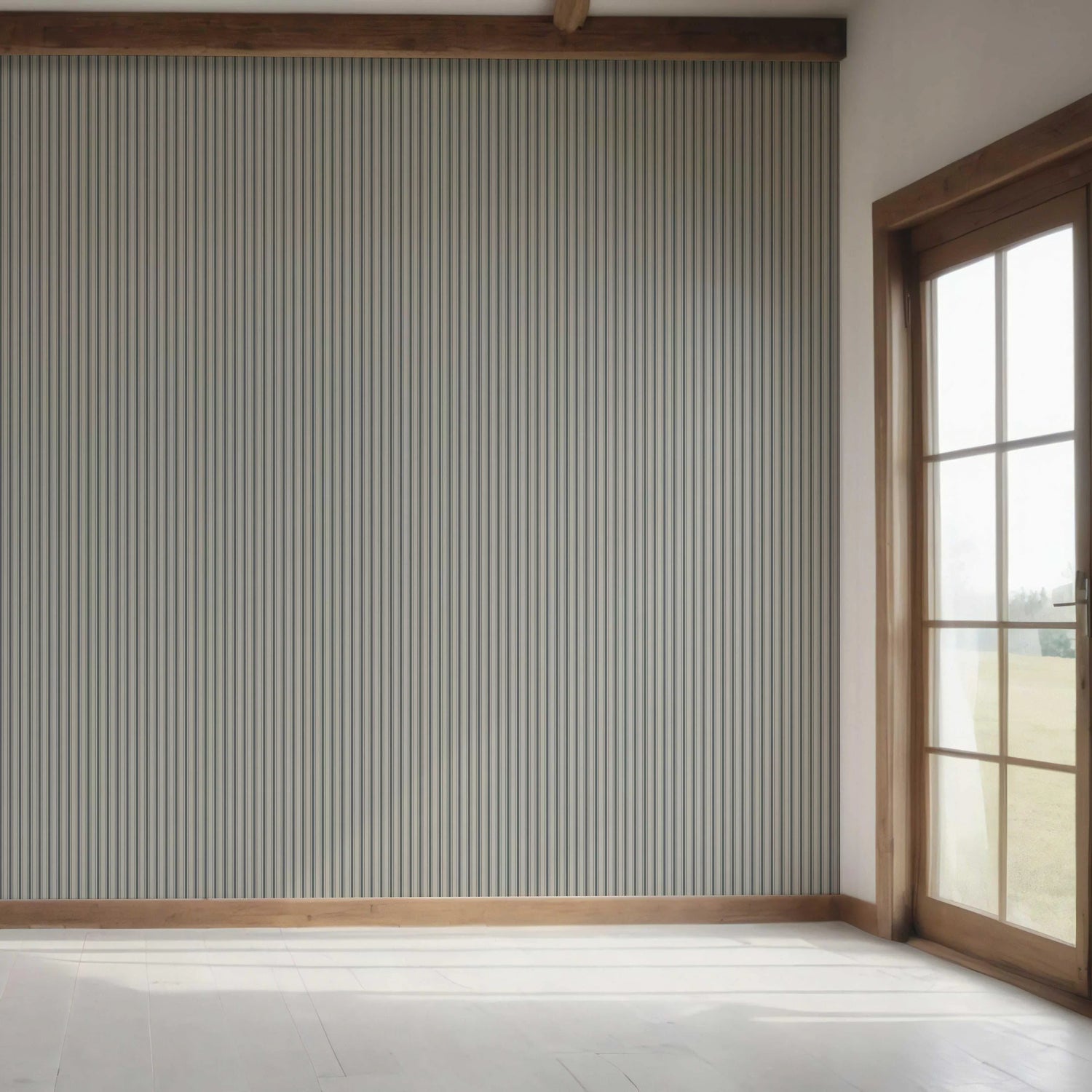 Neutral Geometric Striped Bedroom Wallpaper (Slate Grey)