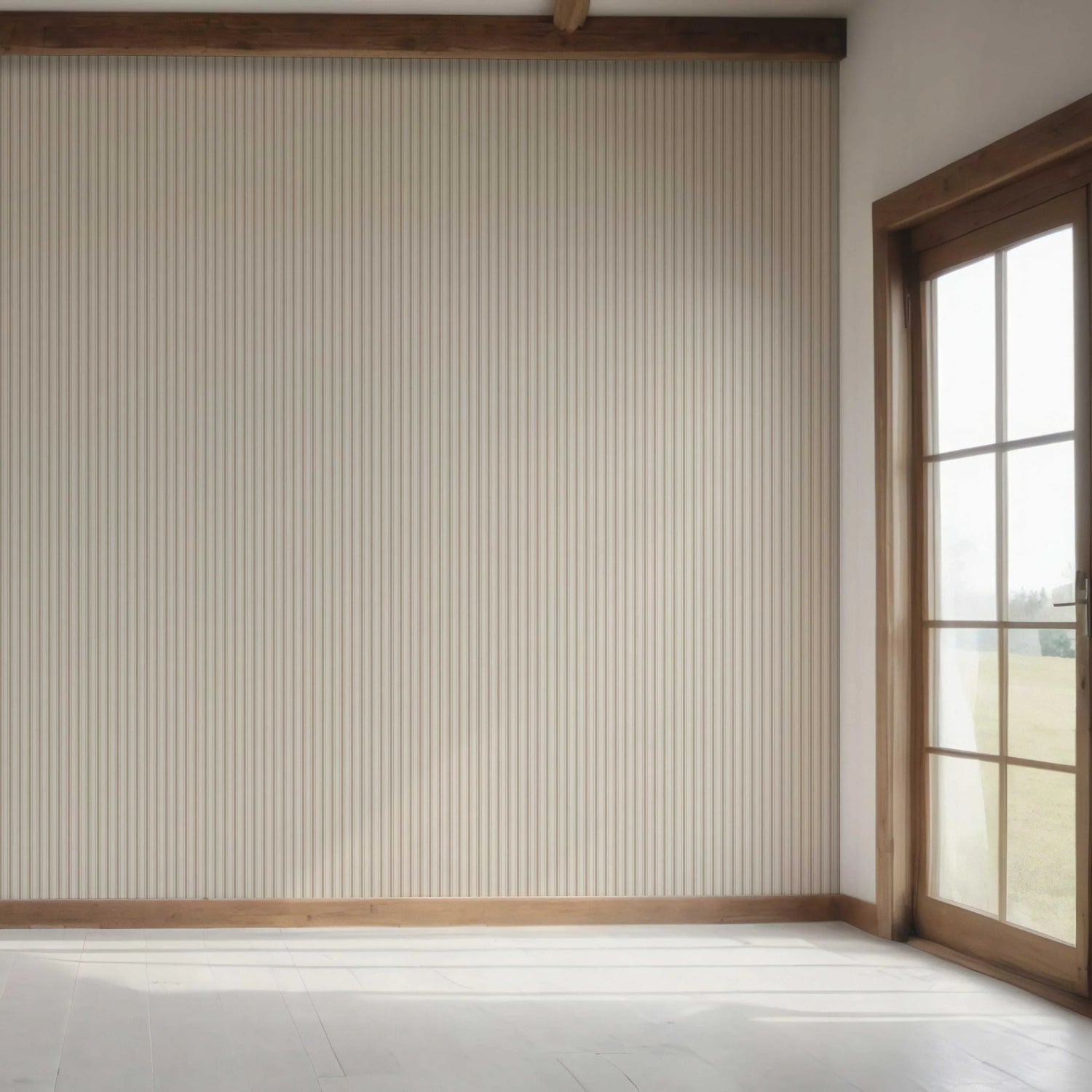 Neutral Geometric Striped Bedroom Wallpaper (Beige/ Brown/ Warm Grey)