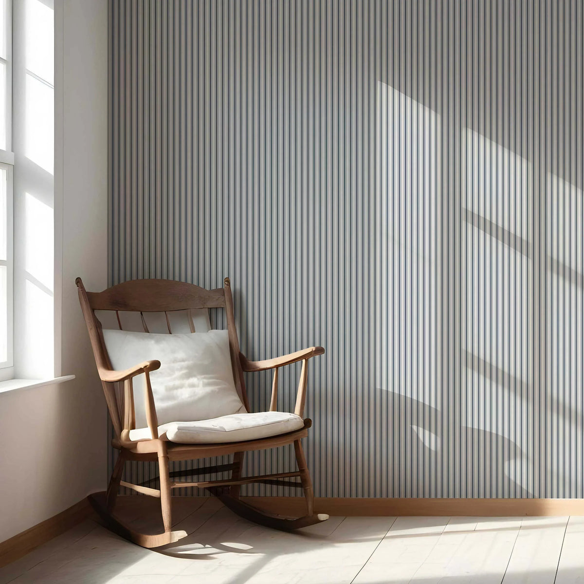 Geometric Striped Nursery Wallpaper (Navy Blue)
