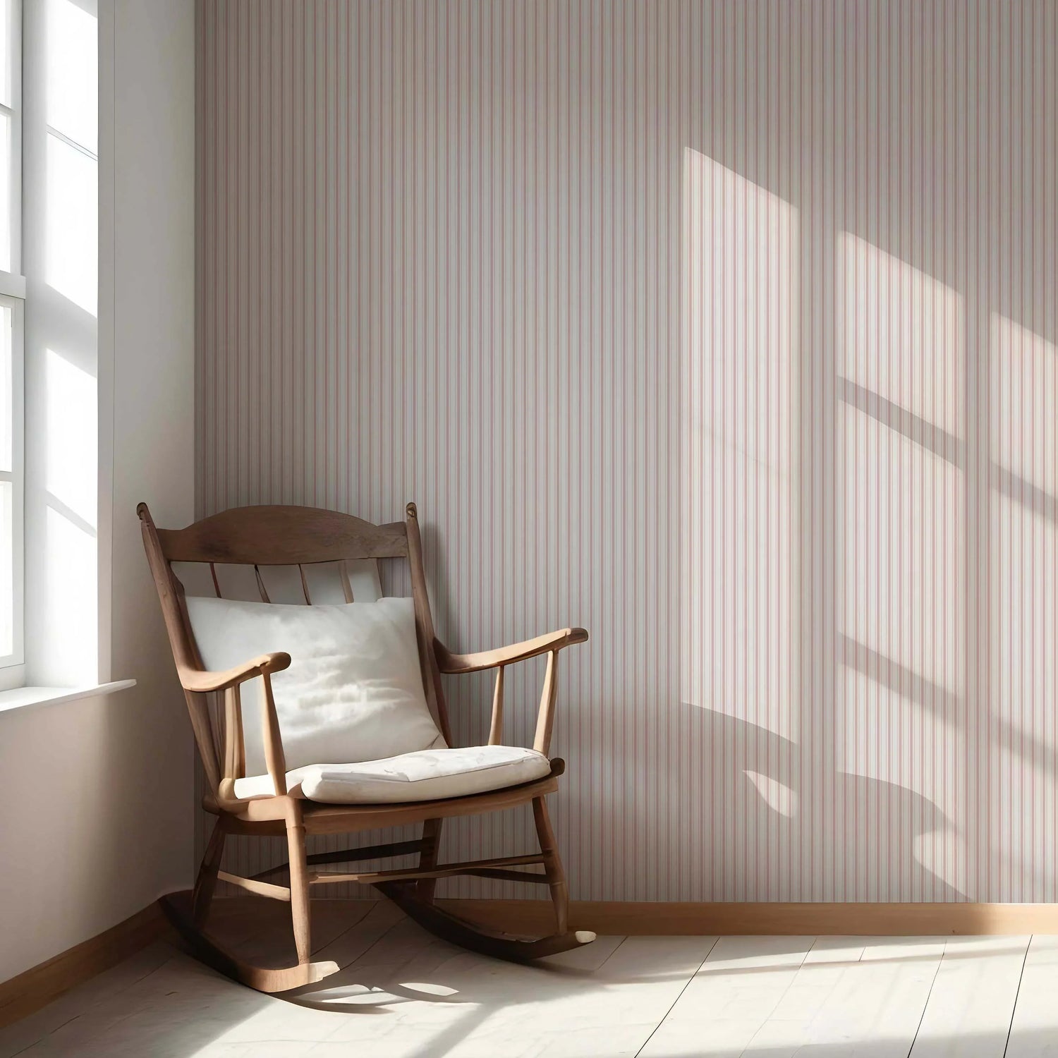 Geometric Striped Nursery Wallpaper (Blush Pink)