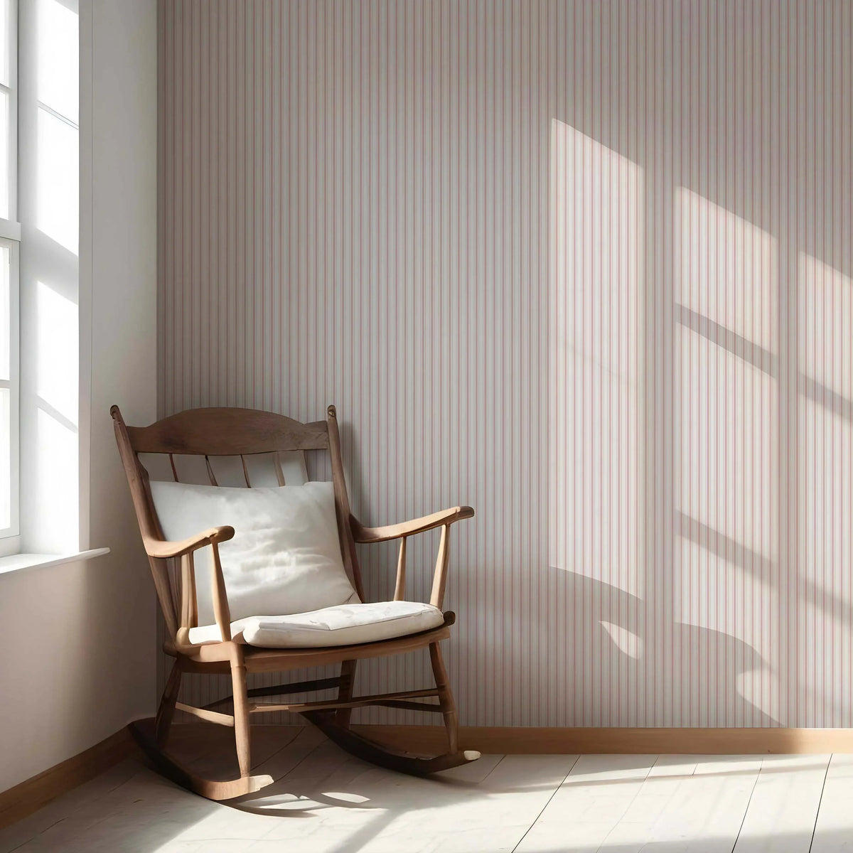 Geometric Striped Nursery Wallpaper (Blush Pink)