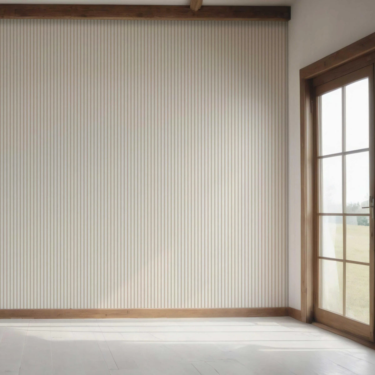 Neutral Geometric Striped Bedroom Wallpaper (Beige/ Cool Taupe)