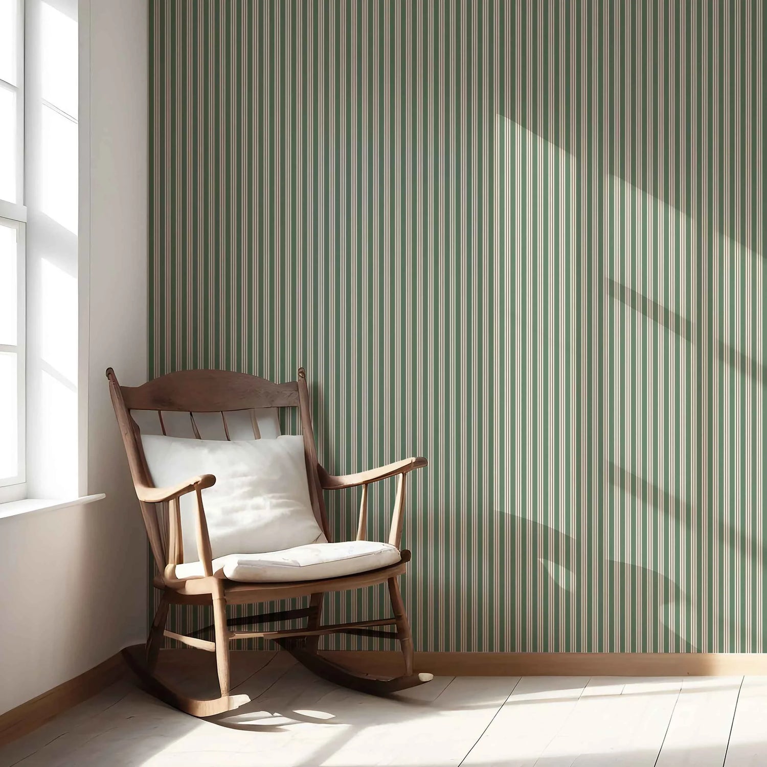 Geometric Striped Nursery Wallpaper (Leaf Green)