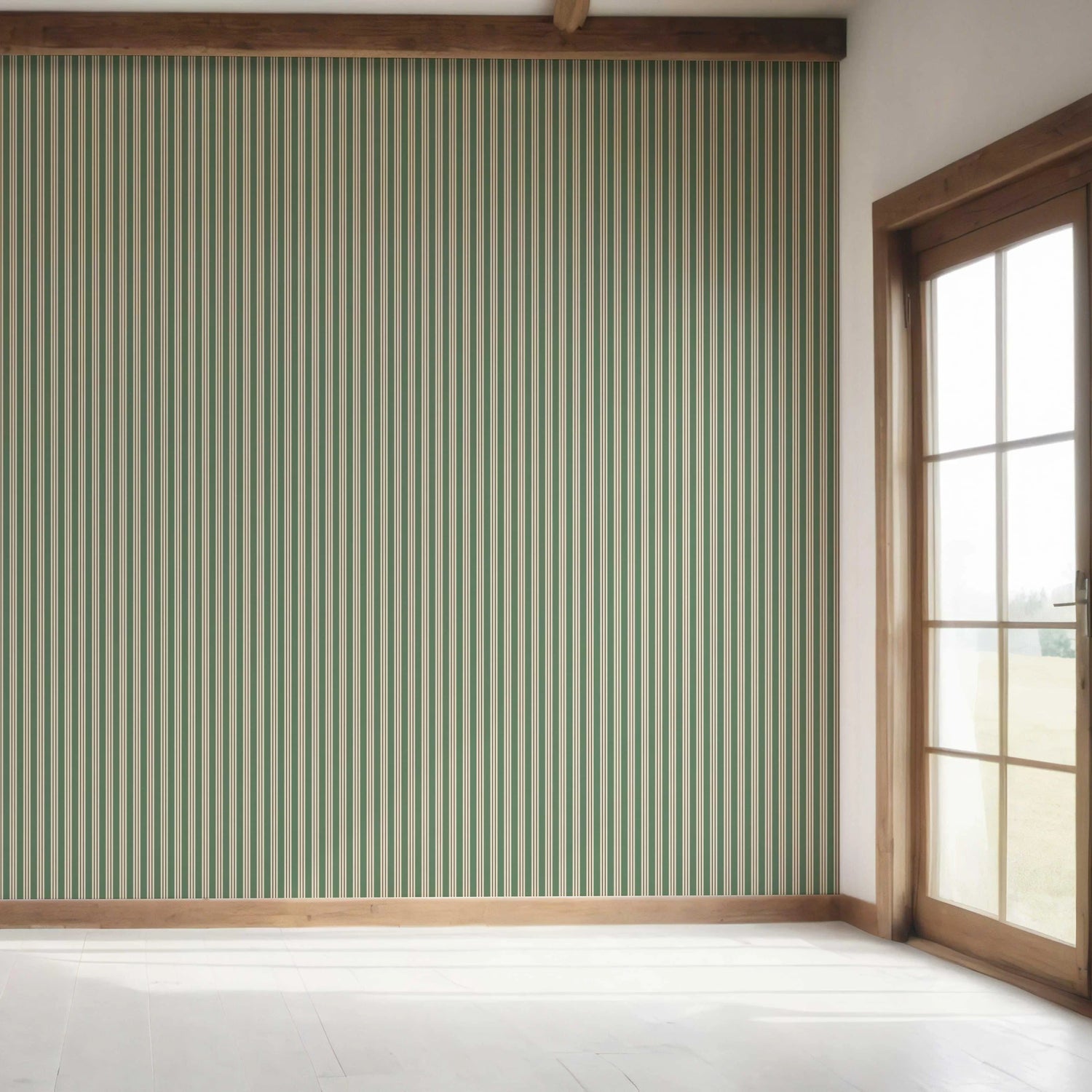 Geometric Striped Bedroom Wallpaper (Leaf Green)
