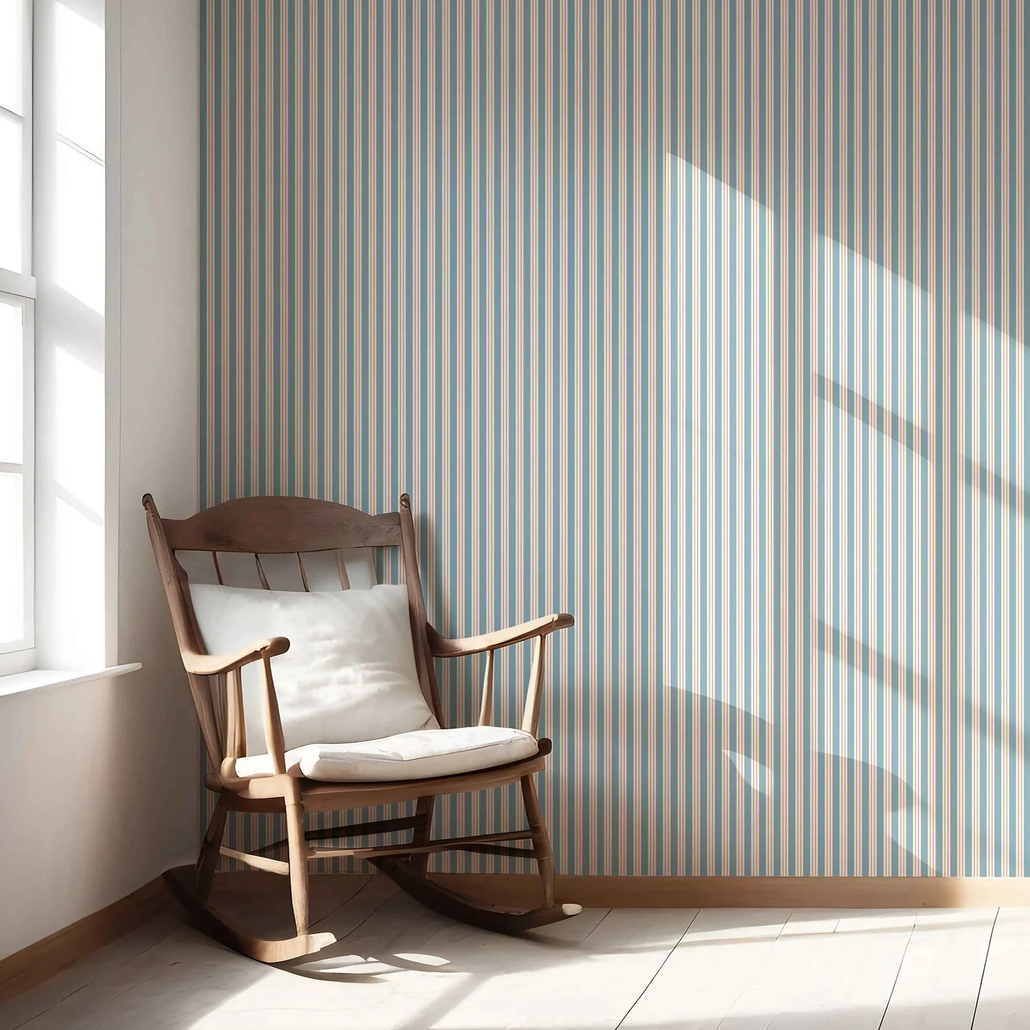 Geometric Striped Nursery Wallpaper (Blue)