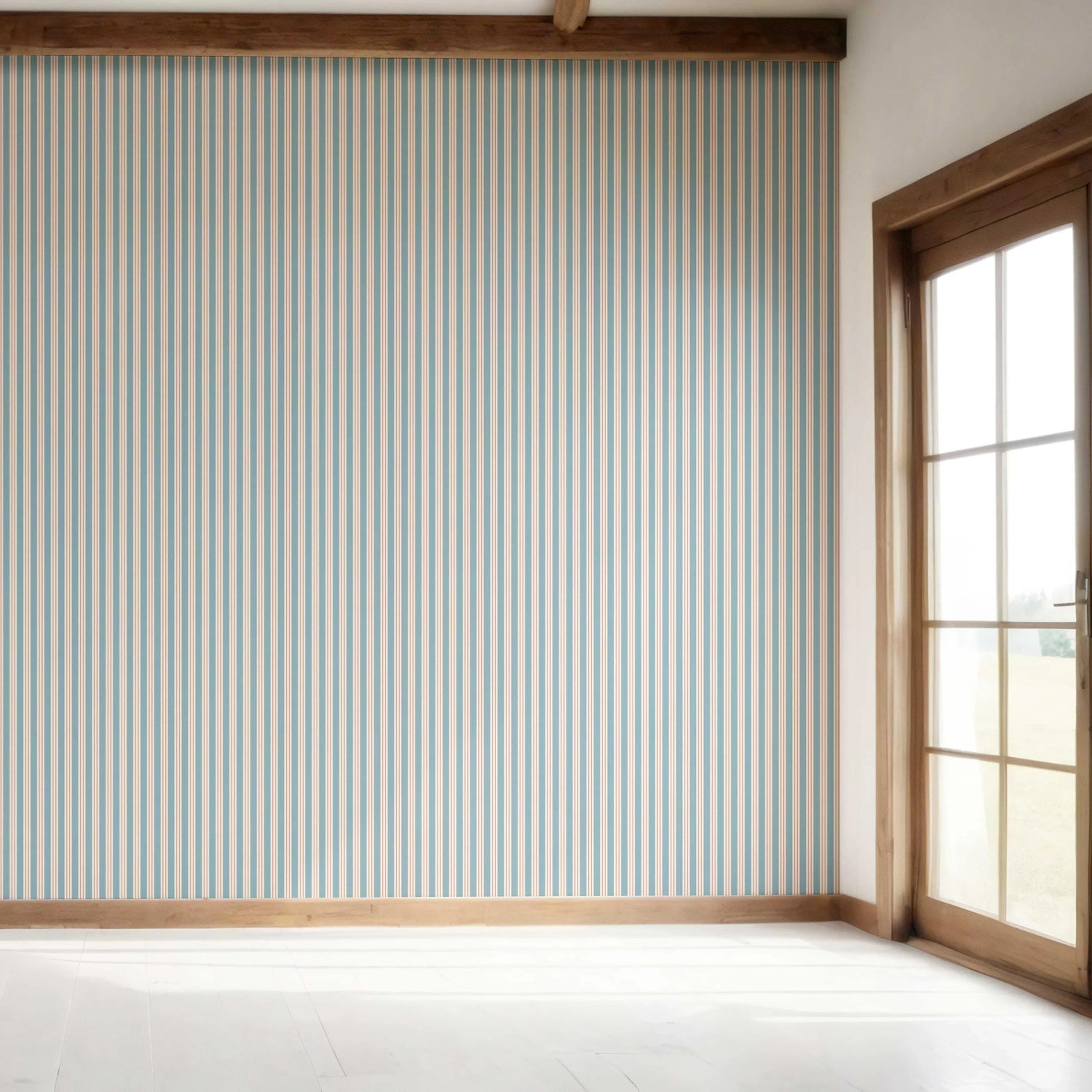 Geometric Striped Bedroom Wallpaper (Blue)