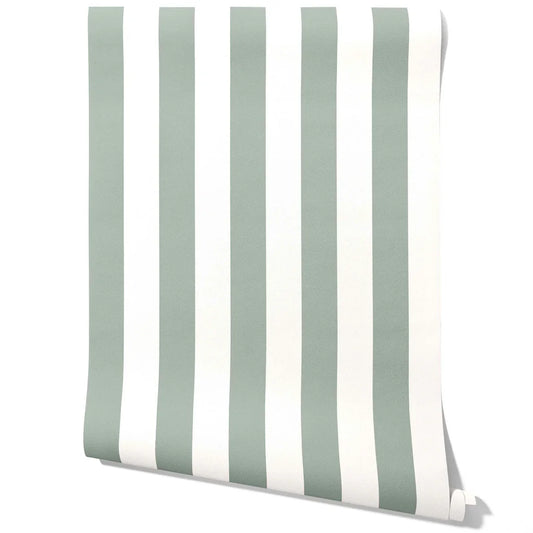 Geometric Striped Traditional Wallpaper (Green)