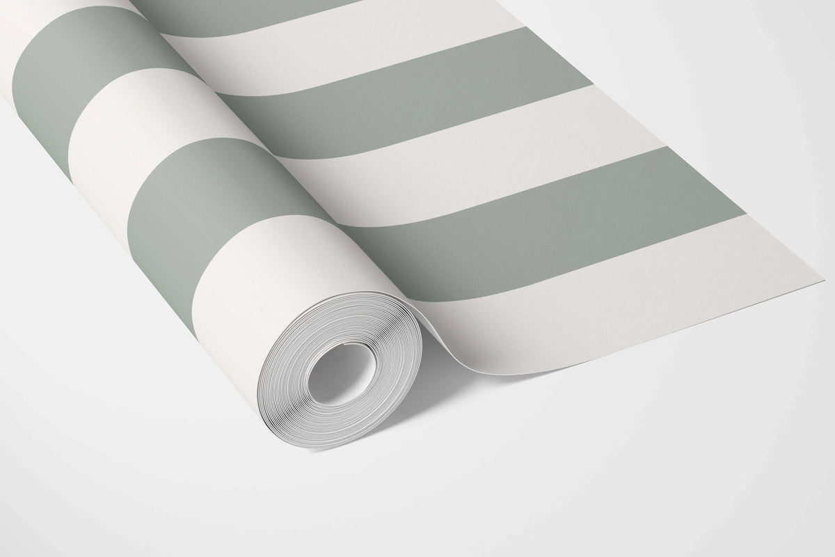 Geometric Striped Bathroom Wallpaper (Green)