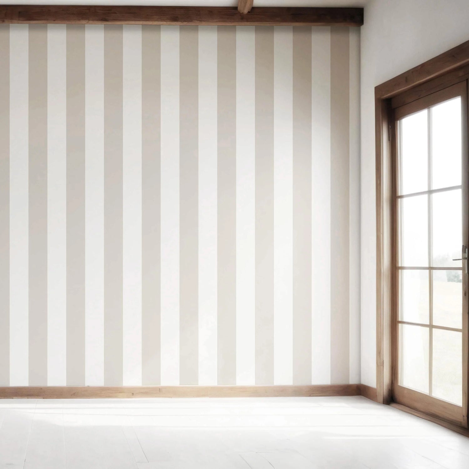 Neutral Geometric Striped Bedroom Wallpaper (Beige/ Greige/ White)