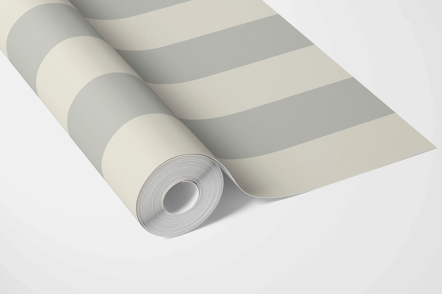 Neutral Geometric Striped Bathroom Wallpaper (Sage Grey/ Cream)
