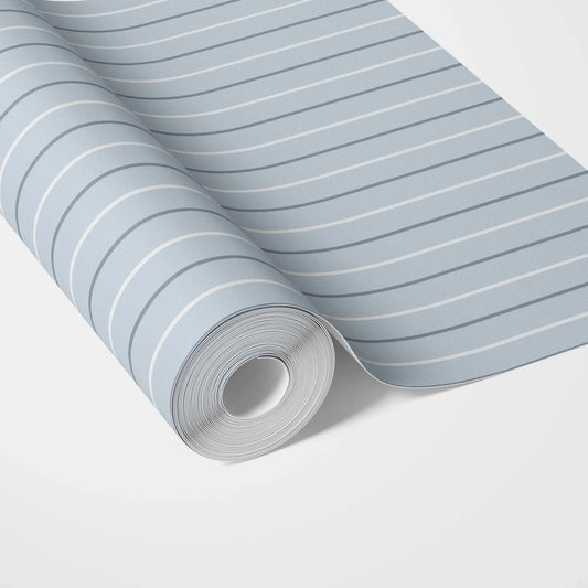 Geometric Striped Traditional Wallpaper (Blue)