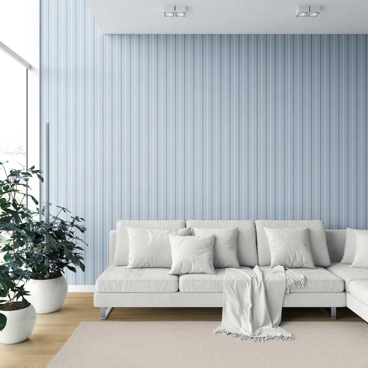 Geometric Striped Shower Toilet Wallpaper (Blue)