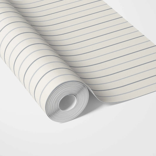Neutral Geometric Striped Traditional Wallpaper (Cream/ White/ Gray)