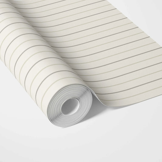 Neutral Geometric Striped Traditional Wallpaper (Sage Grey/ Beige/ Cream)