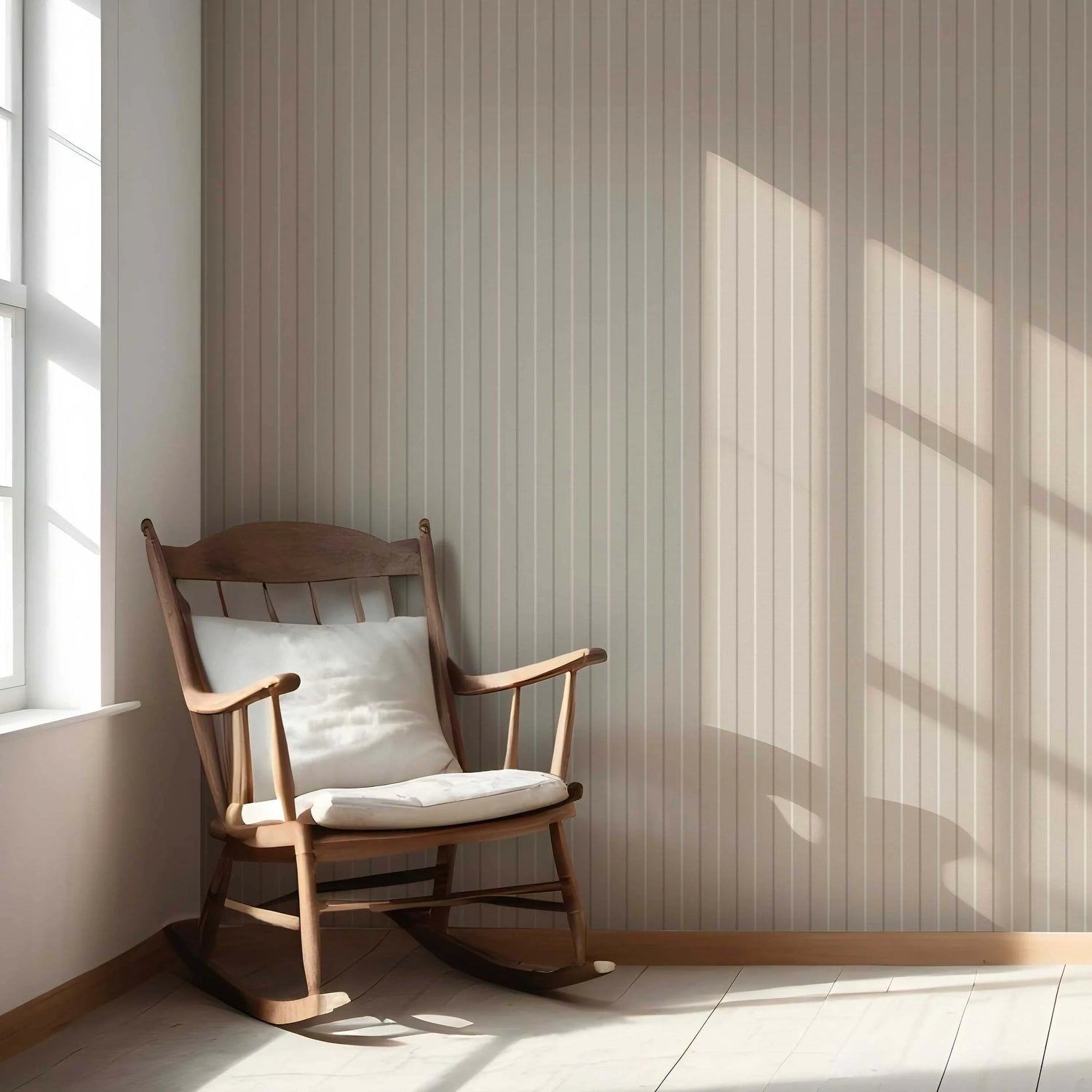 Neutral Geometric Striped Nursery Wallpaper (Neutral Brown/ Beige)