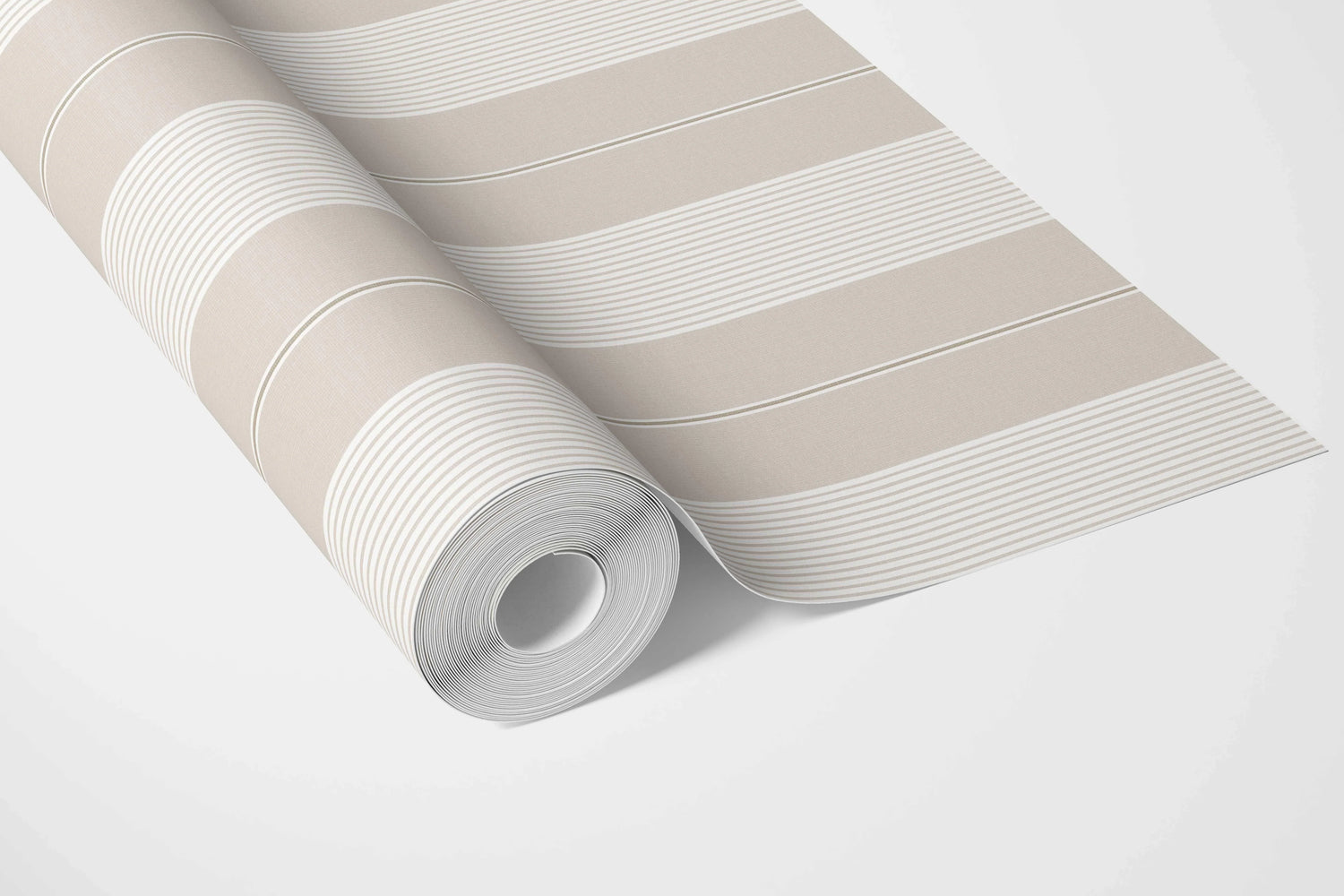 Neutral Geometric Striped Bathroom Wallpaper (Beige/ Greige/ Warm Grey)