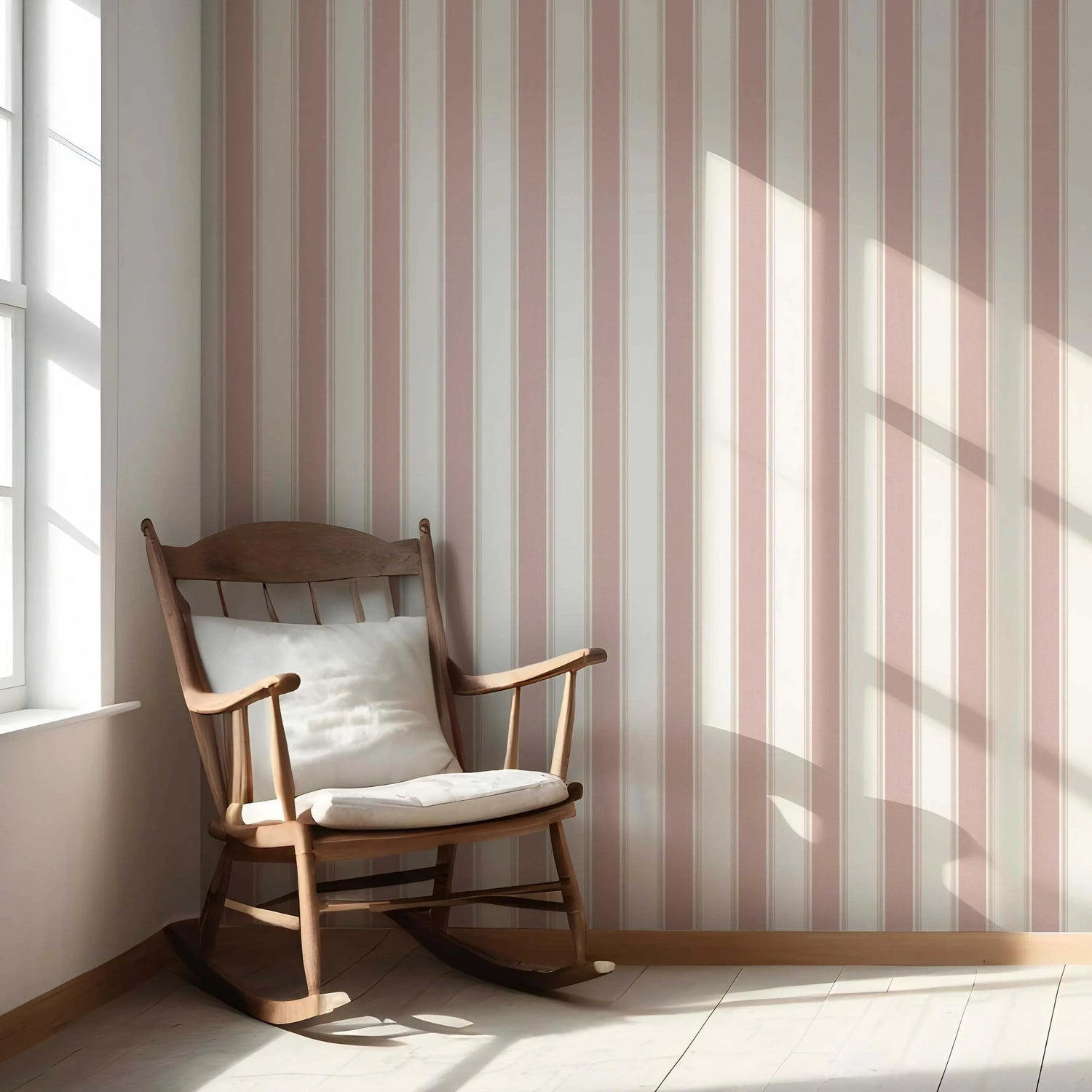 Geometric Striped Nursery Wallpaper (Blush Pink)
