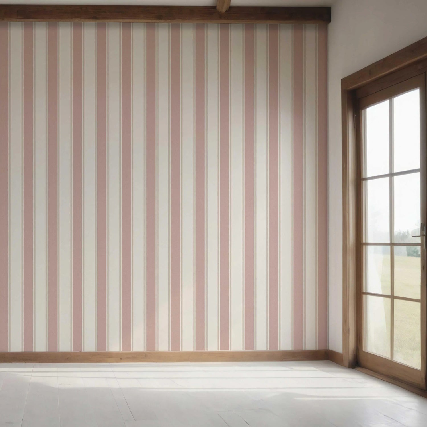 Geometric Striped Bedroom Wallpaper (Blush Pink)