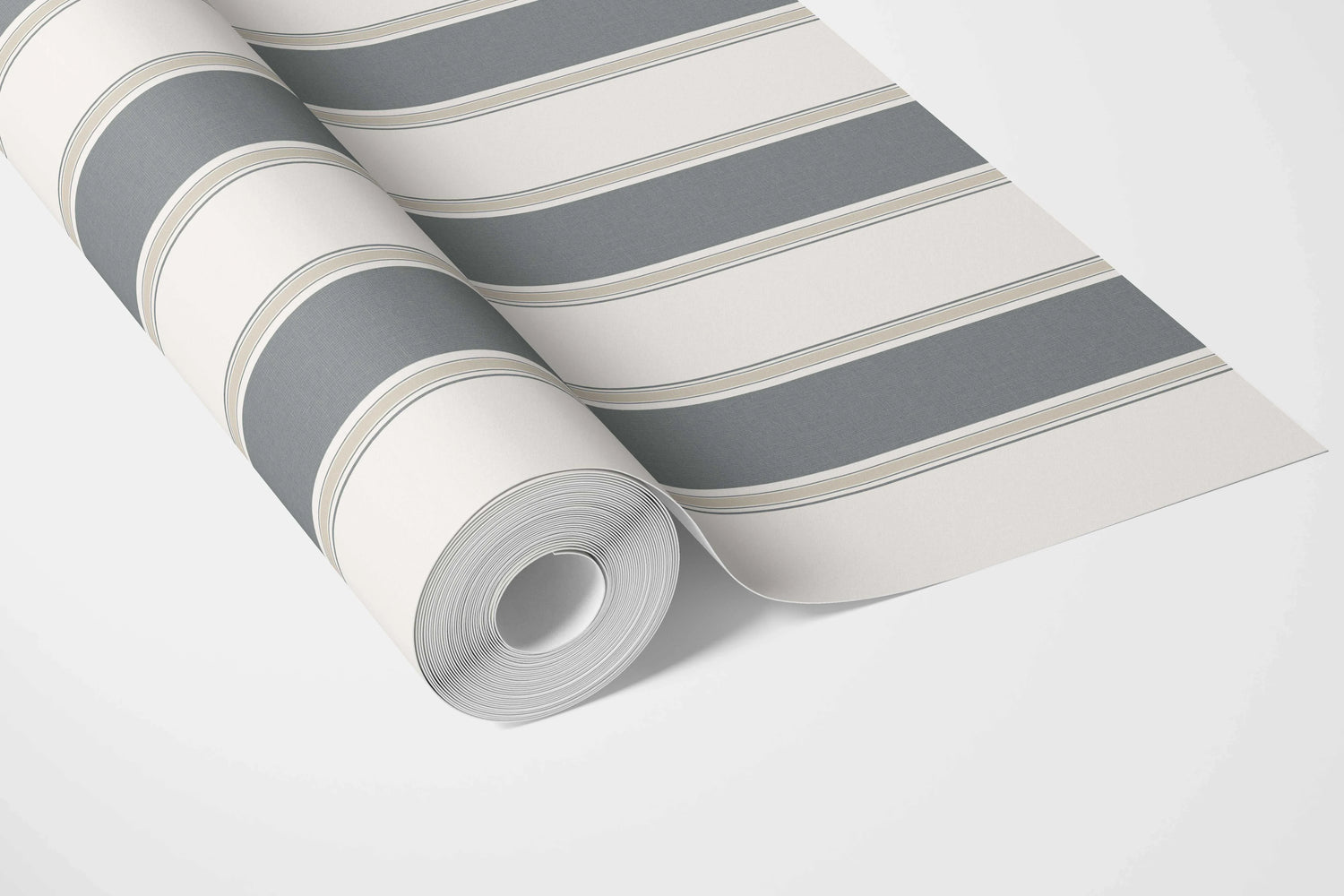 Neutral Geometric Striped Bathroom Wallpaper (Slate Blue/ Grey)
