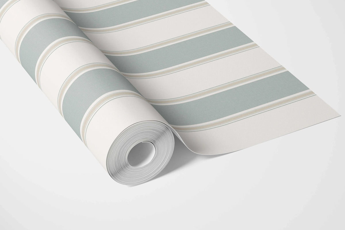 Geometric Striped Bathroom Wallpaper (Mint Green/ Grey)