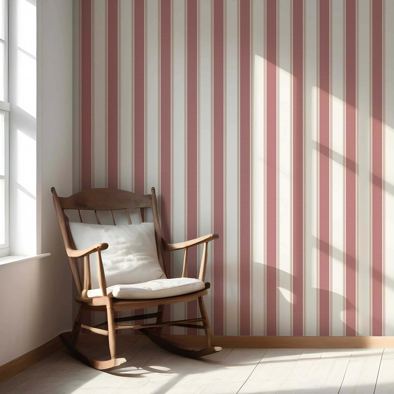 Geometric Striped Nursery Wallpaper (Pastel Pink)