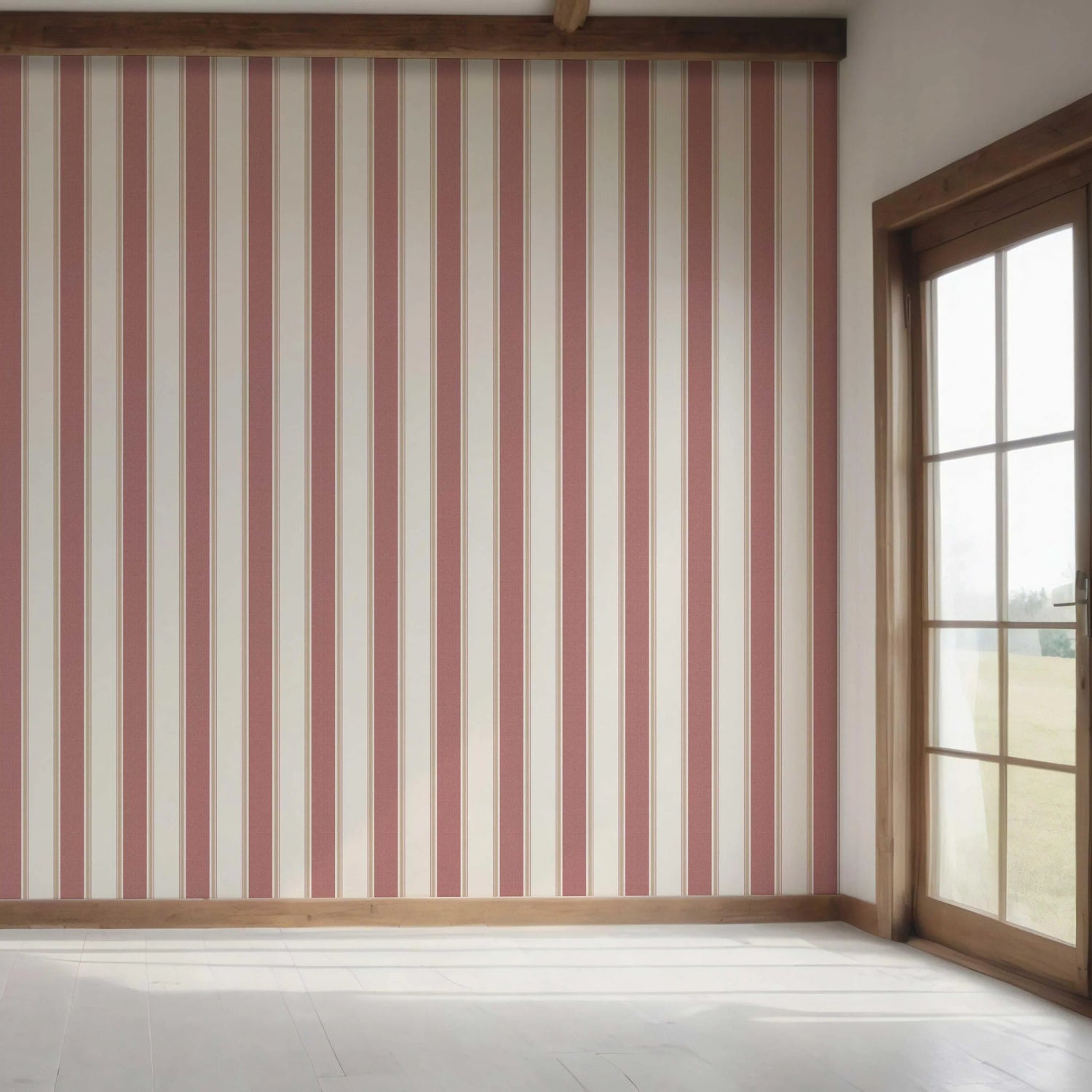 Geometric Striped Bedroom Wallpaper (Pastel Pink)