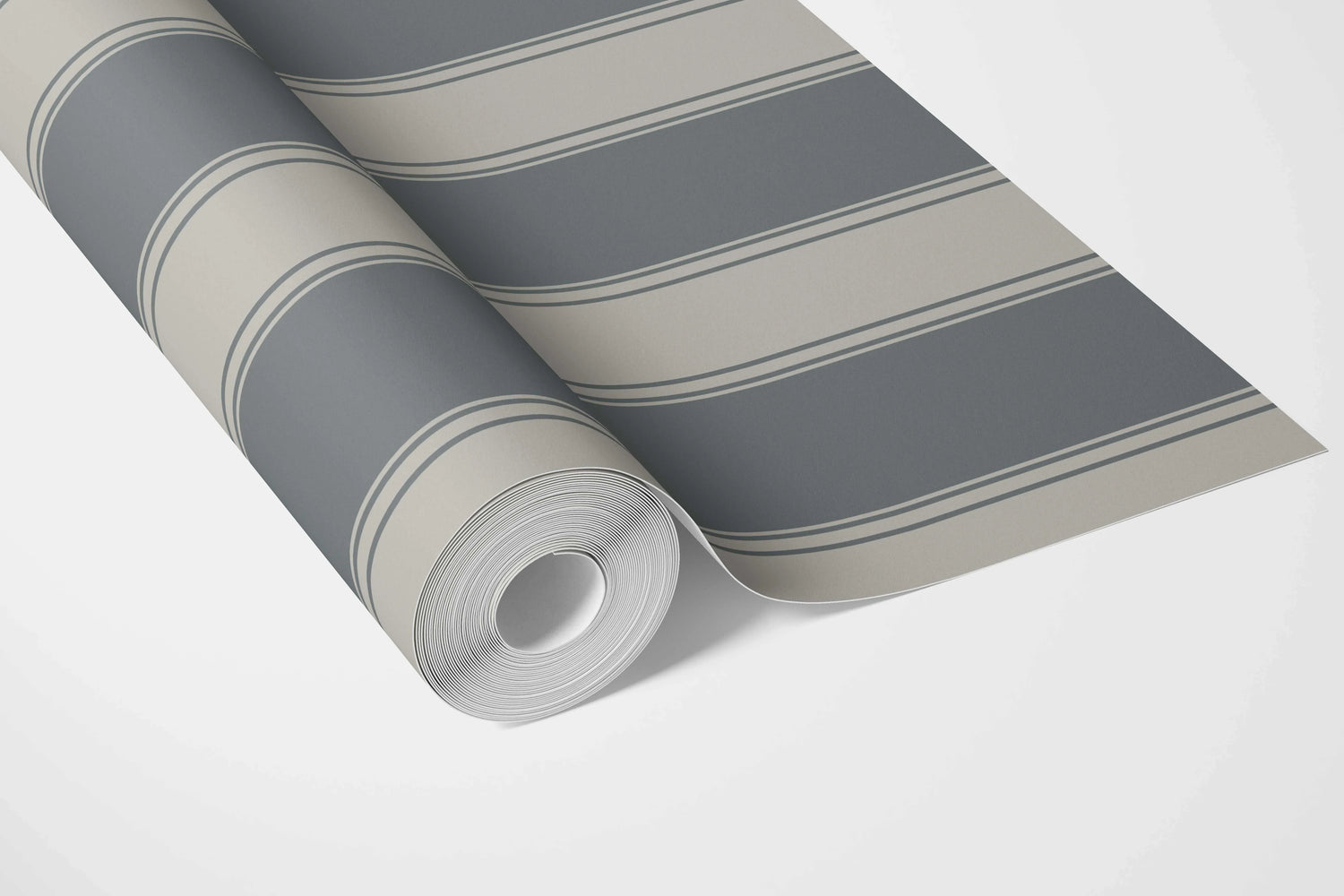 Neutral Geometric Striped Bathroom Wallpaper (Slate Grey)