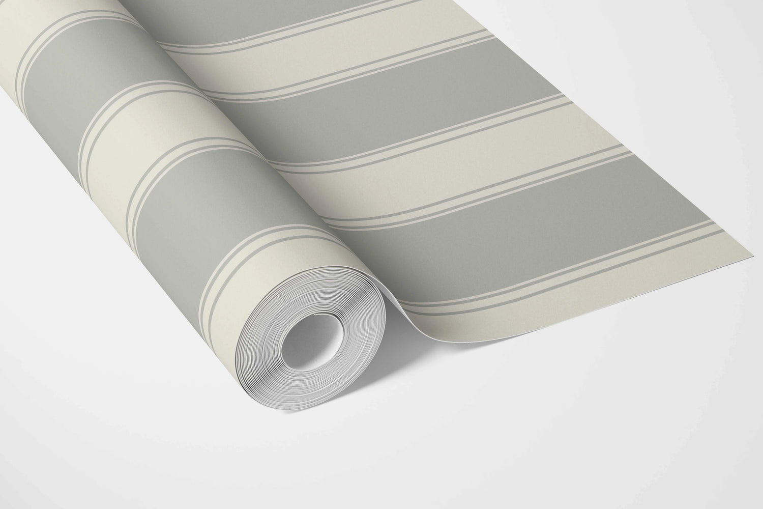 Neutral Geometric Striped Bathroom Wallpaper (Sage Grey)