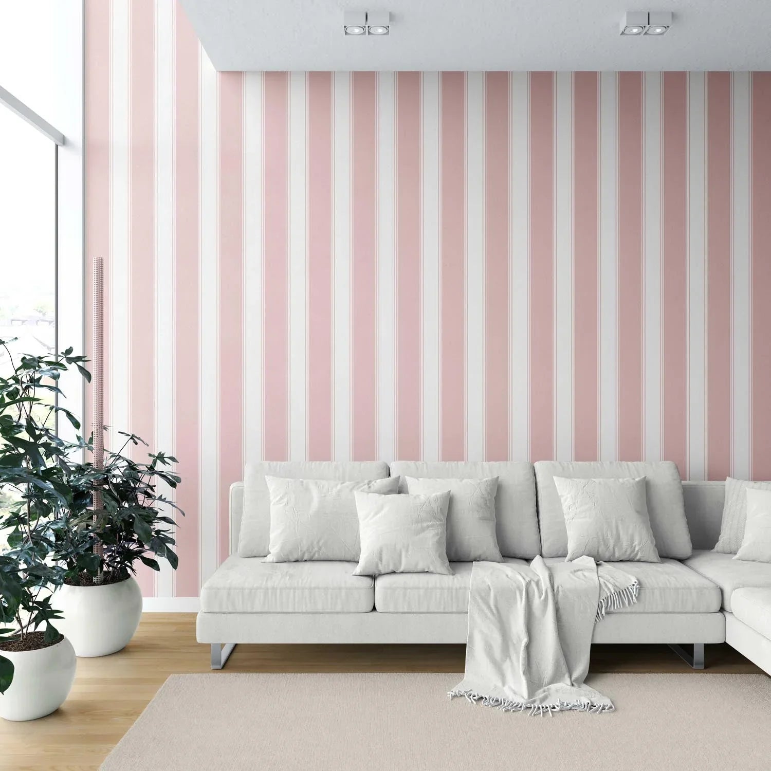Geometric Striped Kitchen Wallpaper (Pink)