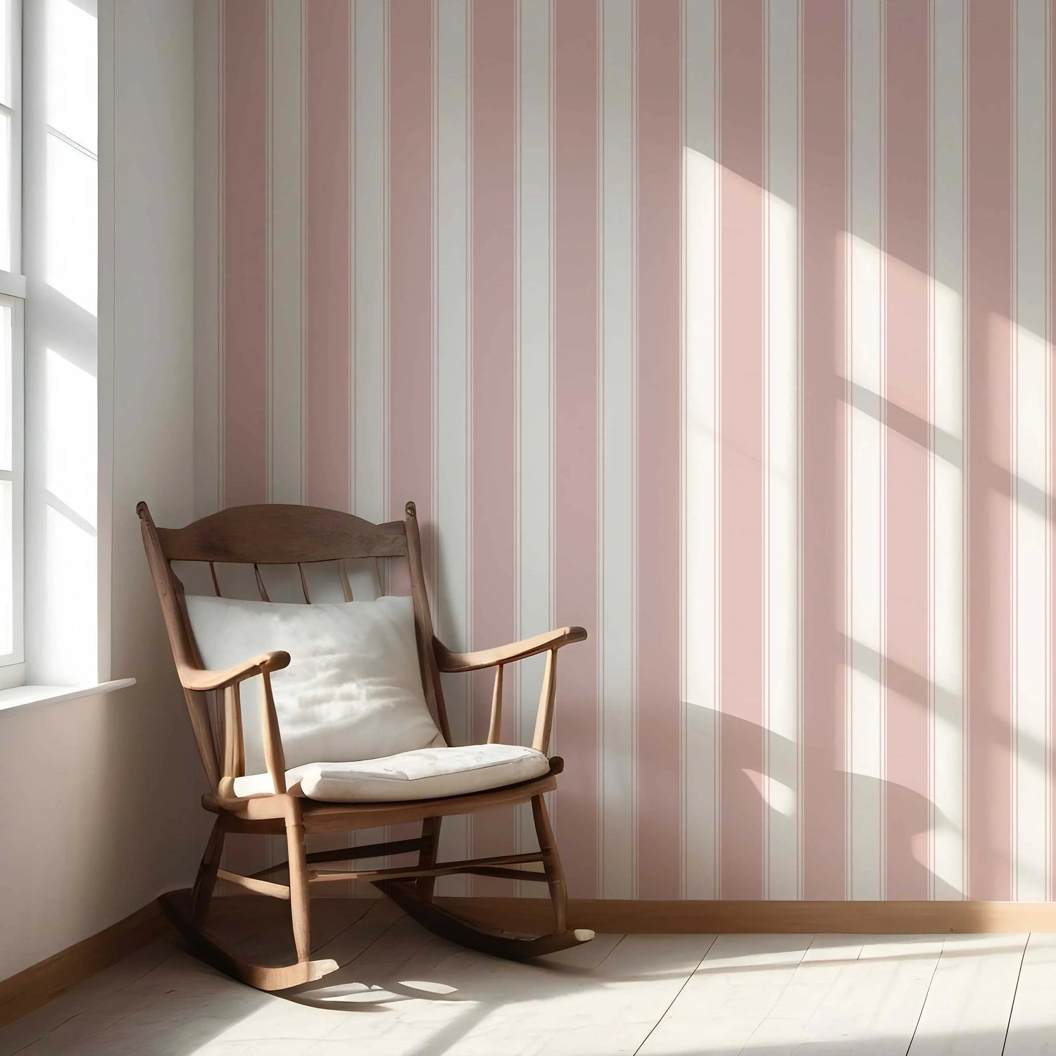 Geometric Striped Nursery Wallpaper (Pink)