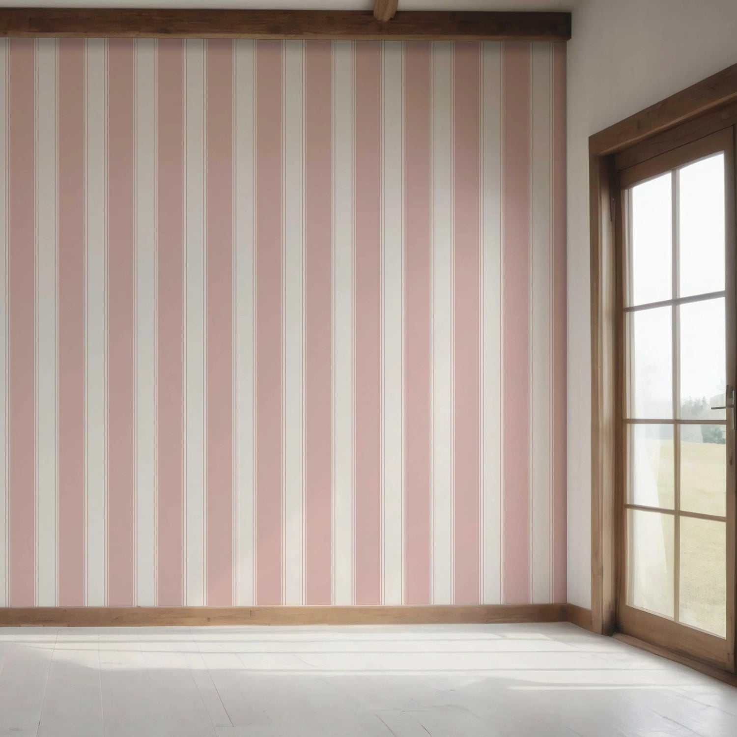 Geometric Striped Bedroom Wallpaper (Pink)