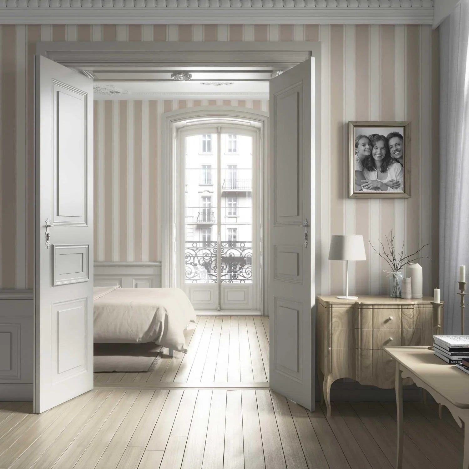 Neutral Geometric Striped Living Room Wallpaper (Beige/ Taupe)