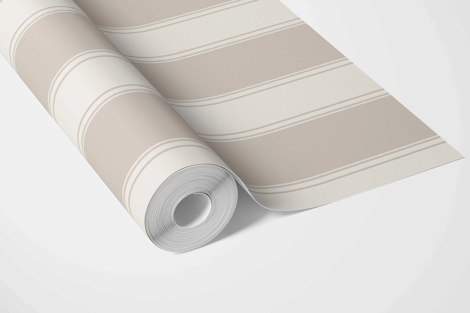 Neutral Geometric Striped Bathroom Wallpaper (Greige/ Taupe/ Warm Grey)