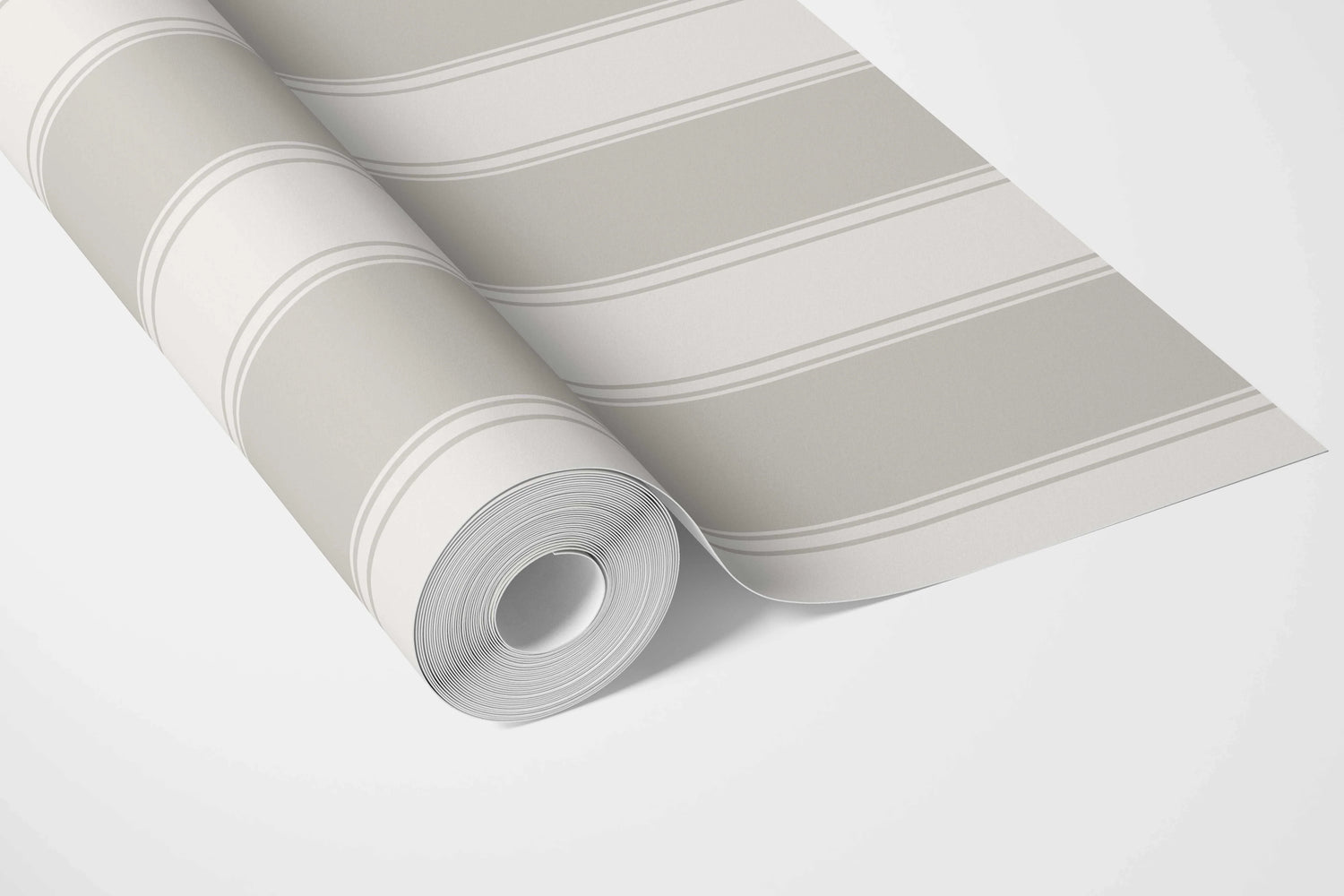 Neutral Geometric Striped Bathroom Wallpaper (Greige/ Warm Grey)