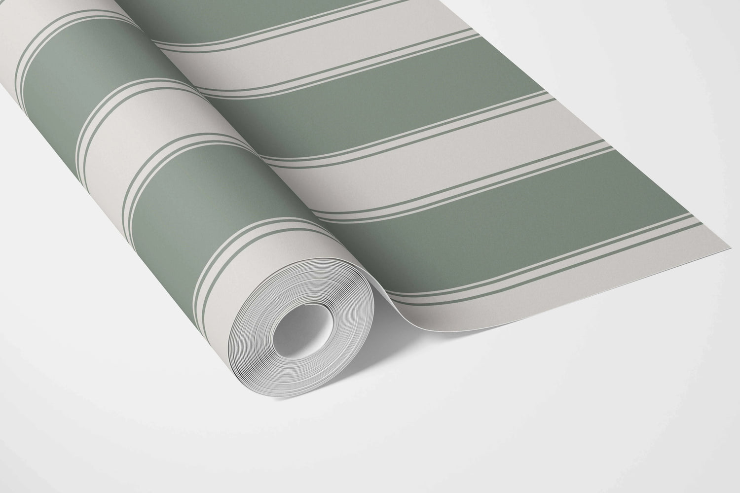 Geometric Striped Bathroom Wallpaper (Sage Green)