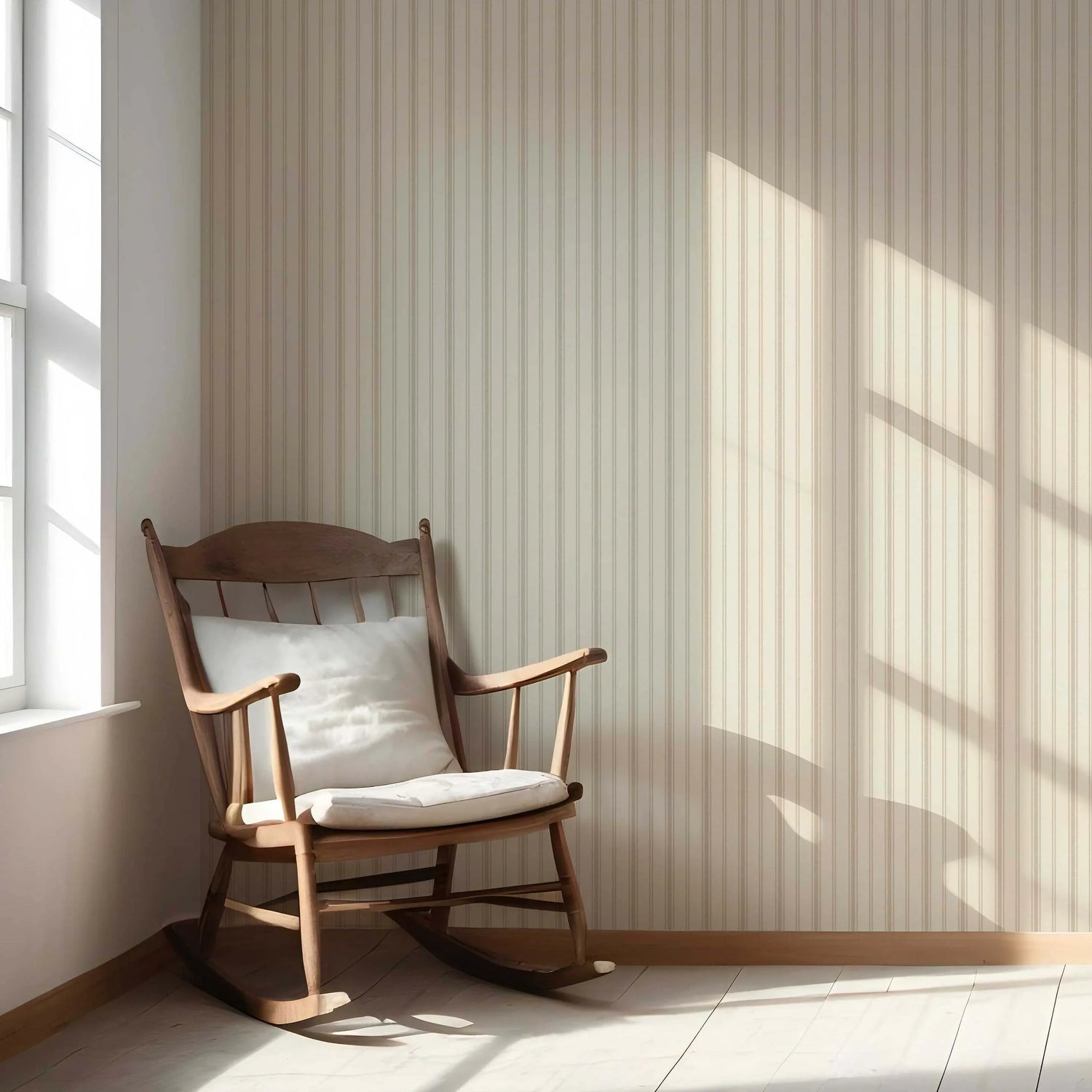 Neutral Geometric Striped Nursery Wallpaper (Beige/ Taupe)