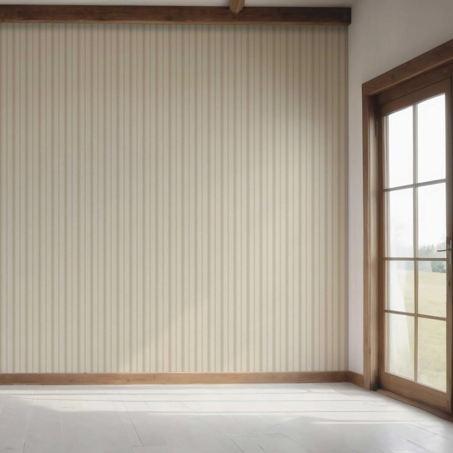 Neutral Geometric Striped Bedroom Wallpaper (Beige/ Taupe)
