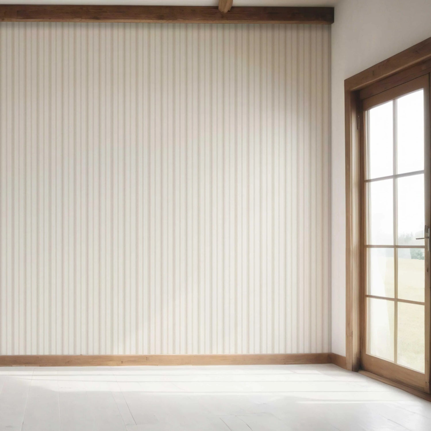 Neutral Geometric Striped Bedroom Wallpaper (Greige/ Taupe Grey)