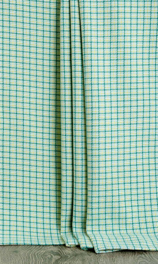 Basketweave Cotton Home Décor Fabric By the Metre (Green/ Blue)